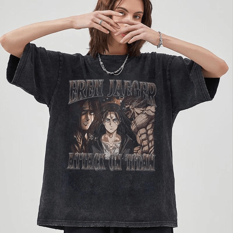 Attack on Titan T-Shirt | Acid Washed t shirt Anime Street Style