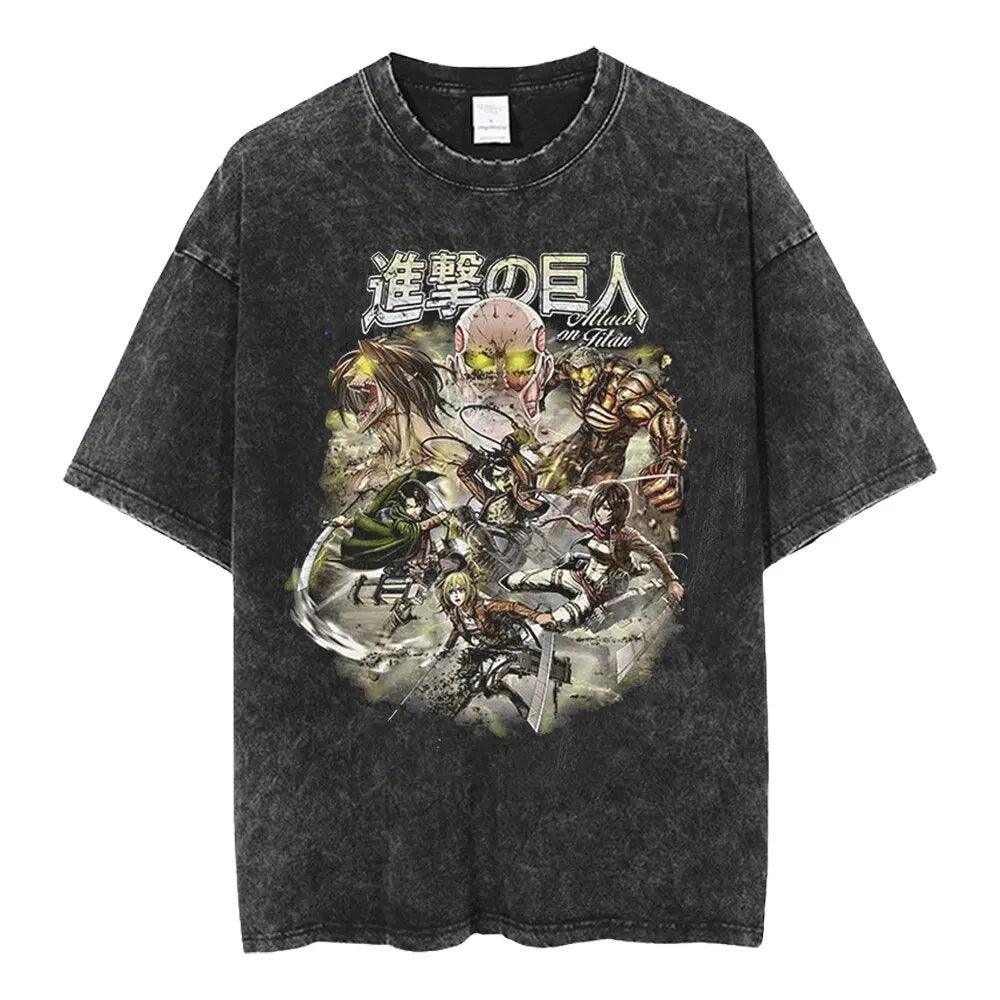 Attack on Titan T-Shirt | Acid Washed t shirt Anime Street Style