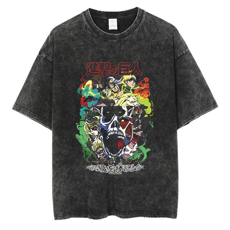 Attack on Titan T-Shirt | Acid Washed t shirt Anime Street Style