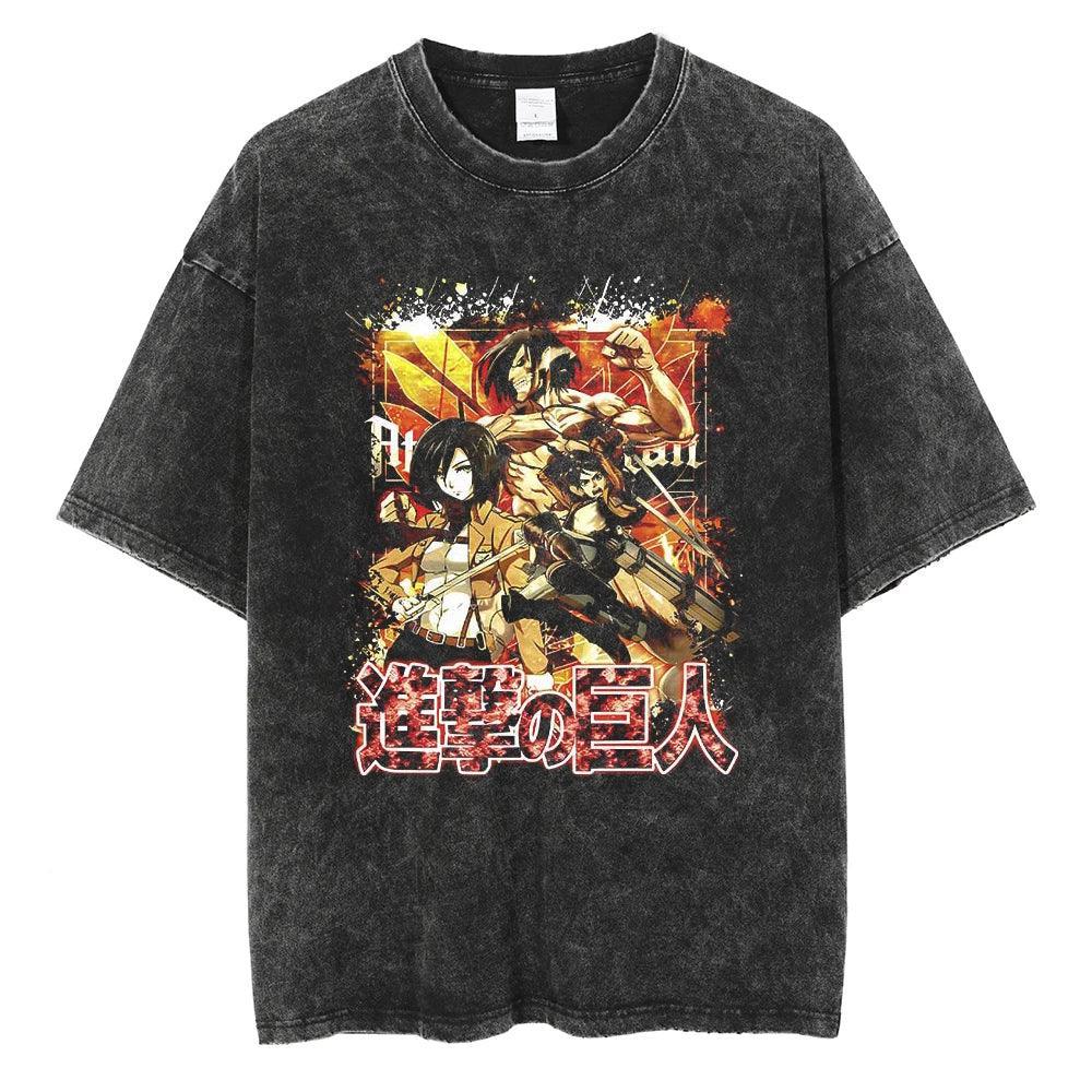 Attack on Titan T-Shirt | Acid Washed t shirt Anime Street Style
