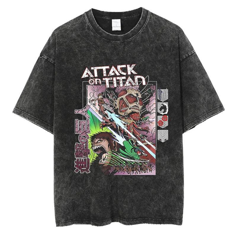 Attack on Titan T-Shirt | Acid Washed t shirt Anime Street Style
