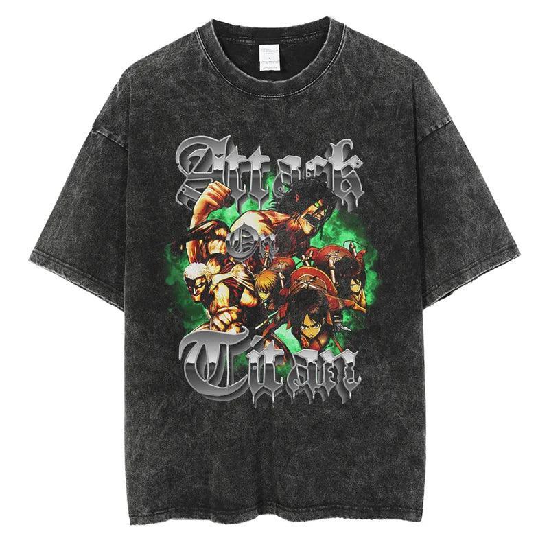 Attack on Titan T-Shirt | Acid Washed t shirt Anime Street Style