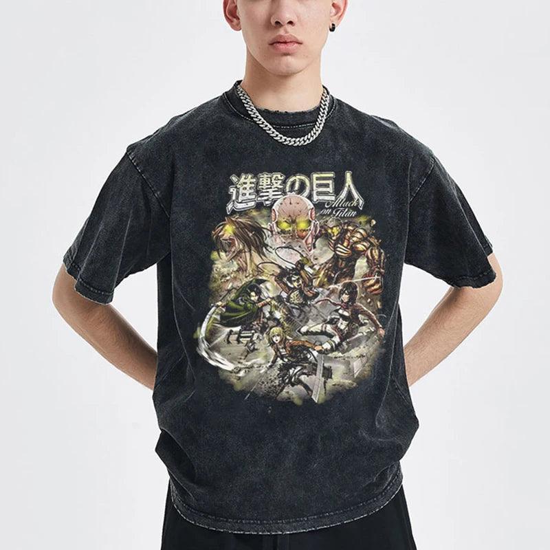 Attack on Titan T-Shirt | Acid Washed t shirt Anime Street Style
