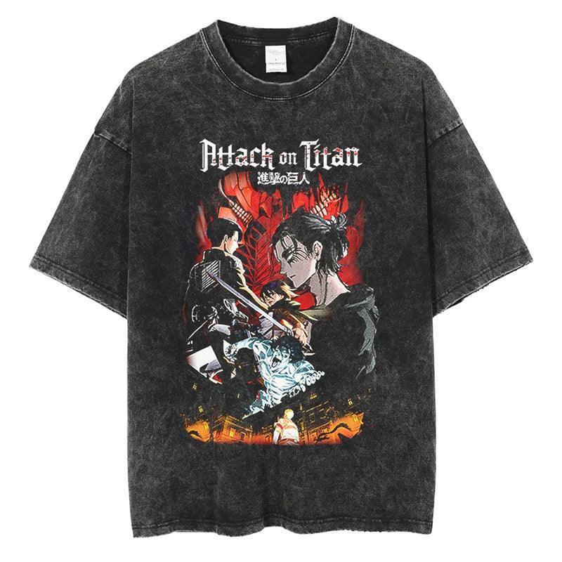 Attack on Titan T-Shirt | Acid Washed t shirt Anime Street Style
