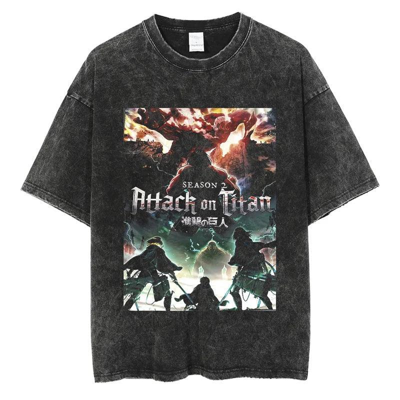 Attack on Titan T-Shirt | Acid Washed t shirt Anime Street Style