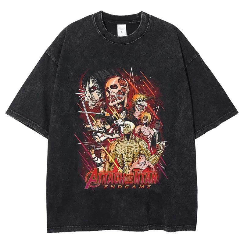 Attack on Titan T-Shirt | Acid Washed t shirt Anime Street Style