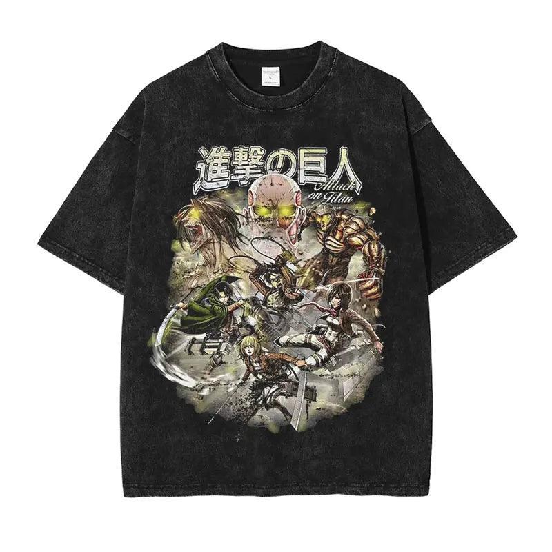 Attack on Titan T-Shirt | Acid Washed t shirt Anime Street Style
