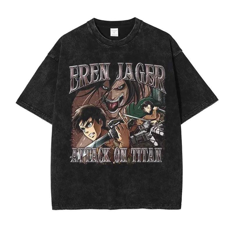 Attack on Titan T-Shirt | Acid Washed t shirt Anime Street Style