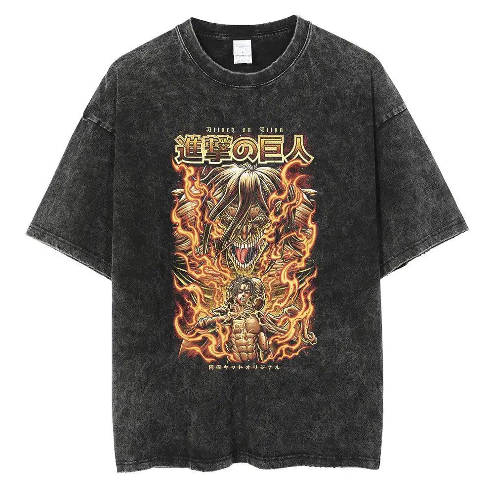 Attack on Titan T-Shirt | Acid Washed t shirt Anime Street Style