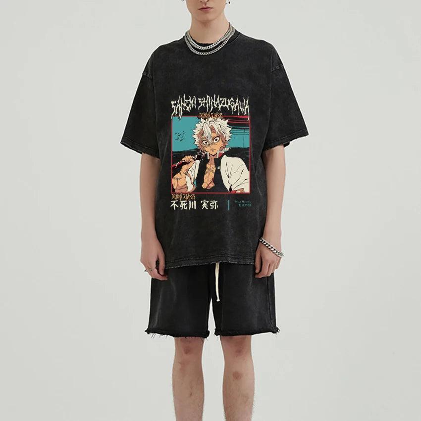Demon Slayer Sanemi T-shirt t shirt Anime Street Style
