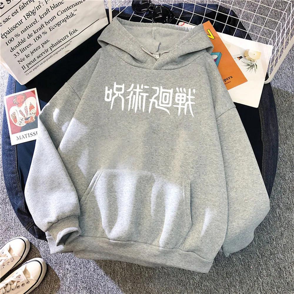 Jujutsu Kaisen Japanese Print Hoodie Hoodie Anime Street Style Gray S
