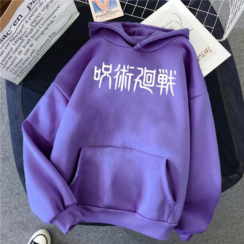Jujutsu Kaisen Japanese Print Hoodie Hoodie Anime Street Style Purple S