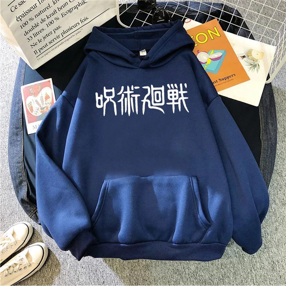 Jujutsu Kaisen Japanese Print Hoodie Hoodie Anime Street Style Dark Blue S
