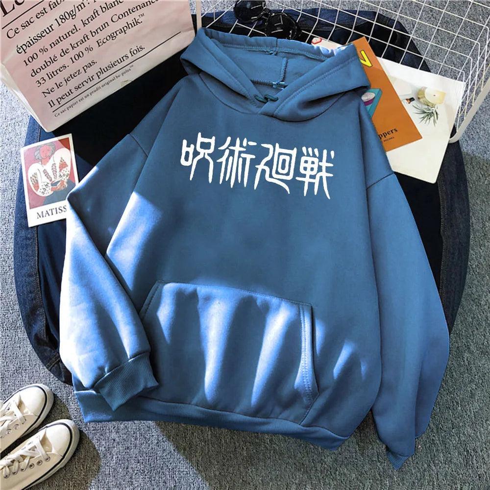 Jujutsu Kaisen Japanese Print Hoodie Hoodie Anime Street Style Haze Blue S