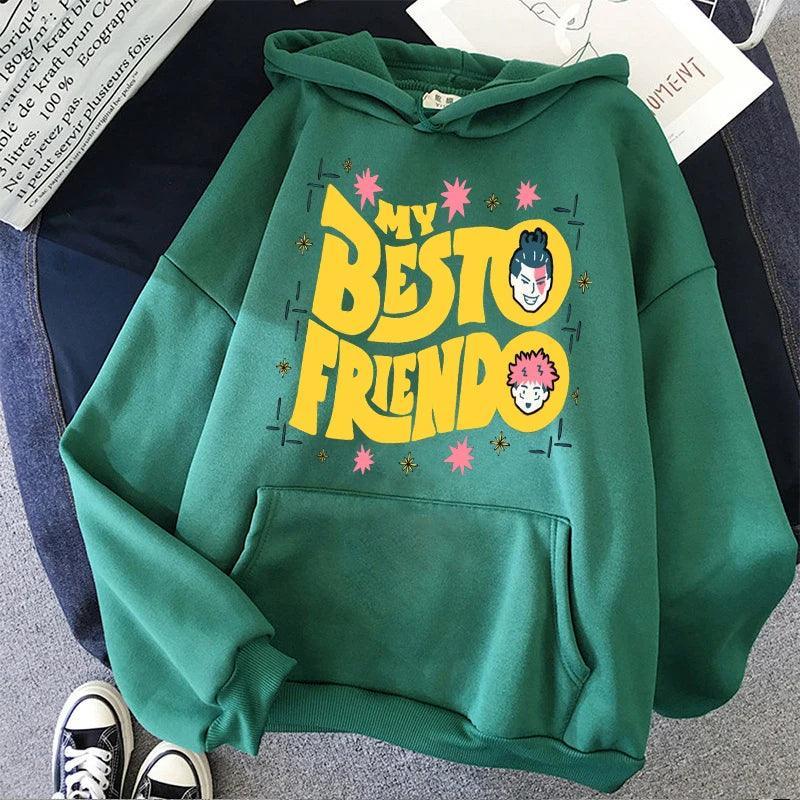 Jujutsu Kaisen My Besto Friendo Hoodie Hoodie Anime Street Style Green XXS