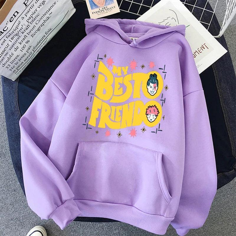 Jujutsu Kaisen My Besto Friendo Hoodie Hoodie Anime Street Style Purple XXS
