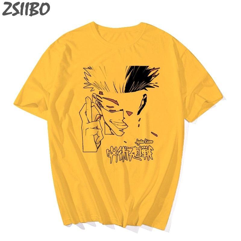 Jujutsu Kaisen T-shirt Anime Street Style Gojo Yellow M