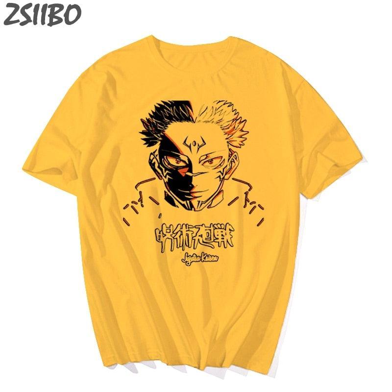 Jujutsu Kaisen T-shirt Anime Street Style Sukuna Yellow M