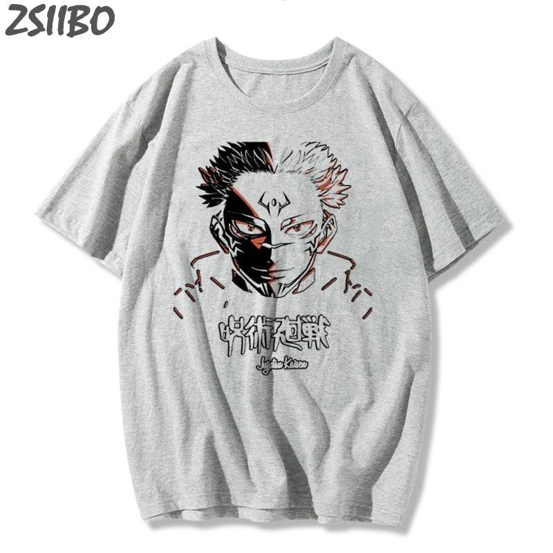 Jujutsu Kaisen T-shirt Anime Street Style Sukuna Grey M