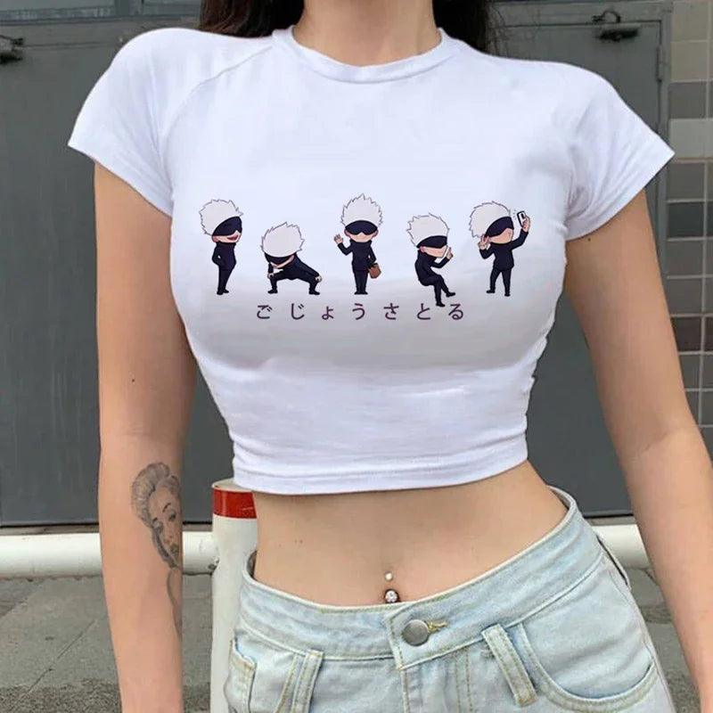 Jujutsu Kaisen White Crop Tops 2 Anime Street Style 15503 S
