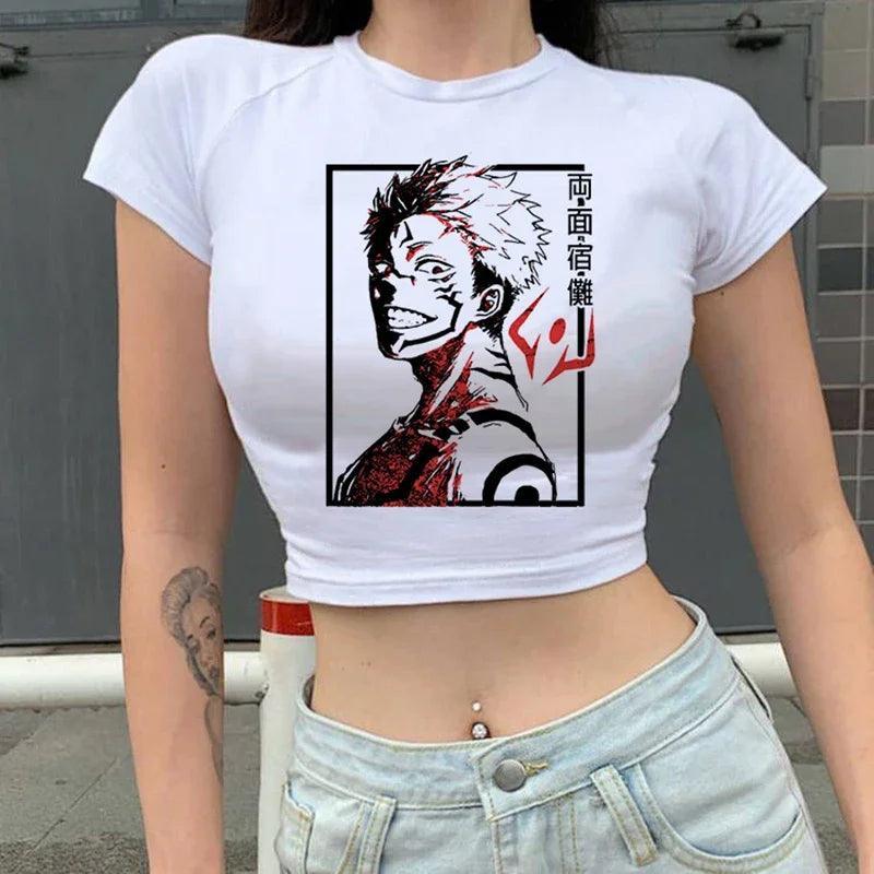 Jujutsu Kaisen White Crop Tops 2 Anime Street Style 15505 S