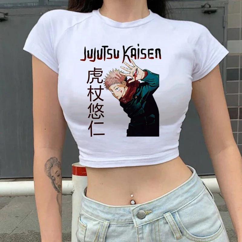 Jujutsu Kaisen White Crop Tops 2 Anime Street Style 15506 S