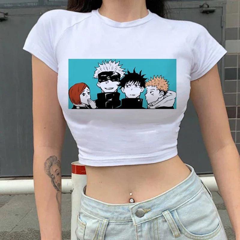 Jujutsu Kaisen White Crop Tops 2 Anime Street Style 15507 S