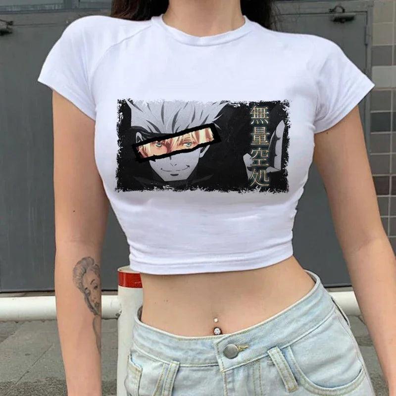 Jujutsu Kaisen White Crop Tops 2 Anime Street Style 15508 S