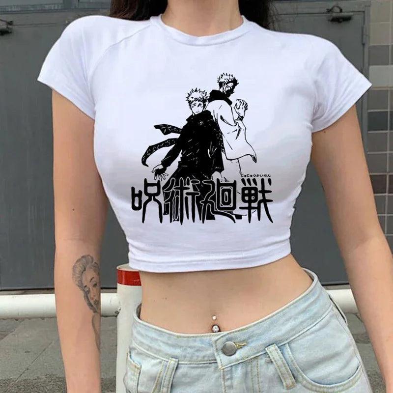 Jujutsu Kaisen White Crop Tops 2 Anime Street Style 15510 S
