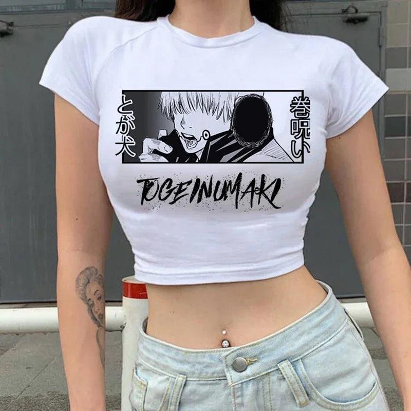 Jujutsu Kaisen White Crop Tops 2 Anime Street Style