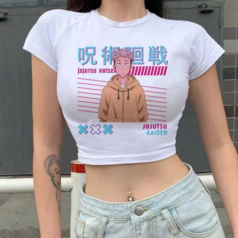 Jujutsu Kaisen White Crop Tops 2 Anime Street Style