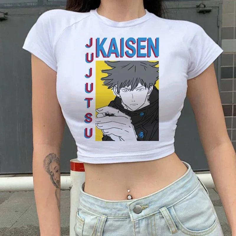 Jujutsu Kaisen White Crop Tops 2 Anime Street Style