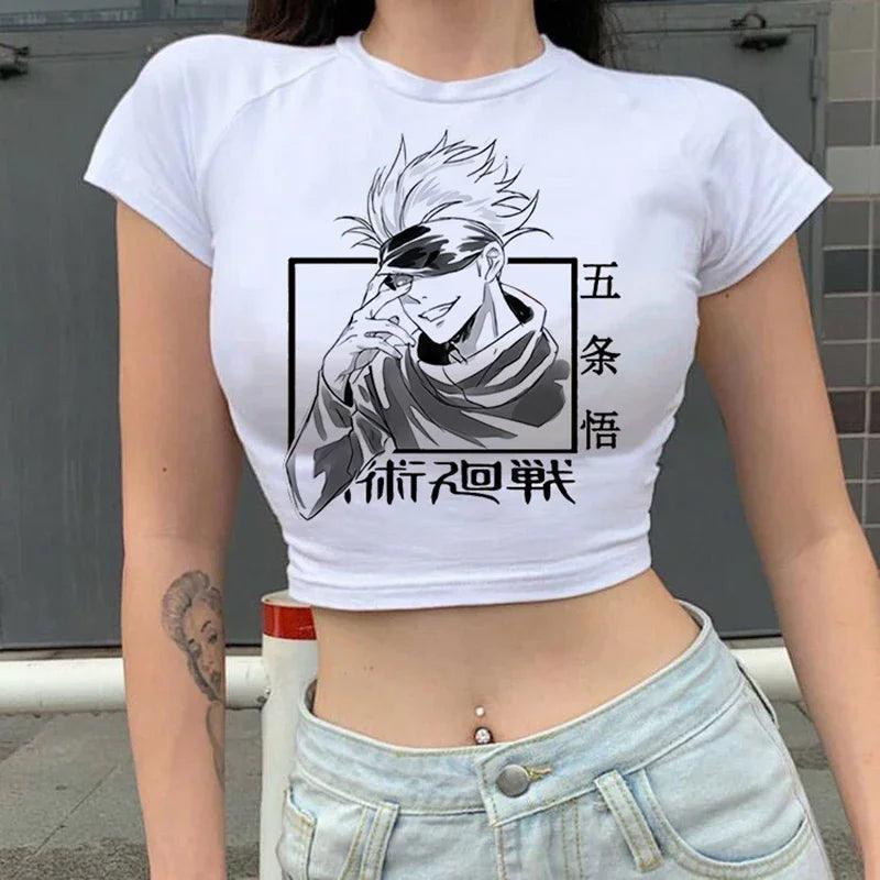 Jujutsu Kaisen White Crop Tops 2 Anime Street Style 16121 S