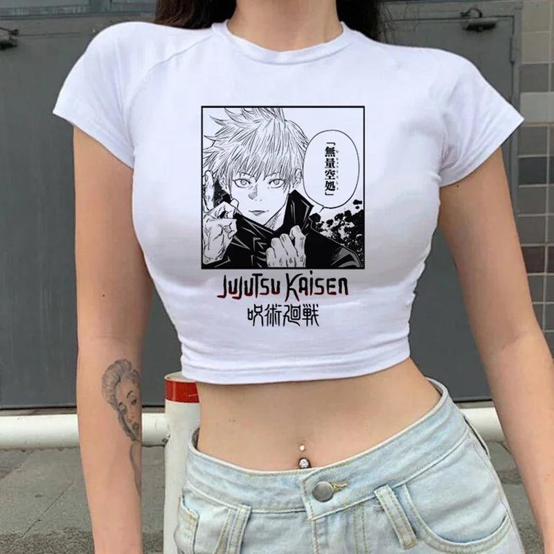 Jujutsu Kaisen White Crop Tops 2 Anime Street Style 15501 S
