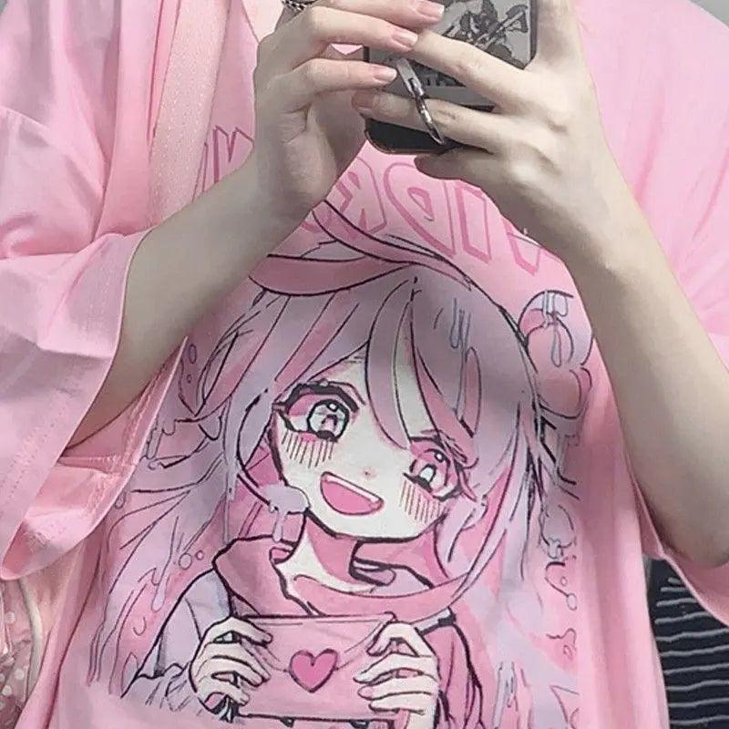 Kawaii Pink Tshirt t shirt Anime Street Style