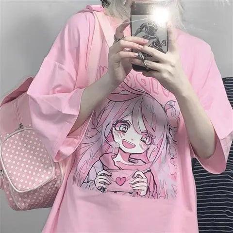 Kawaii Pink Tshirt t shirt Anime Street Style Pink M