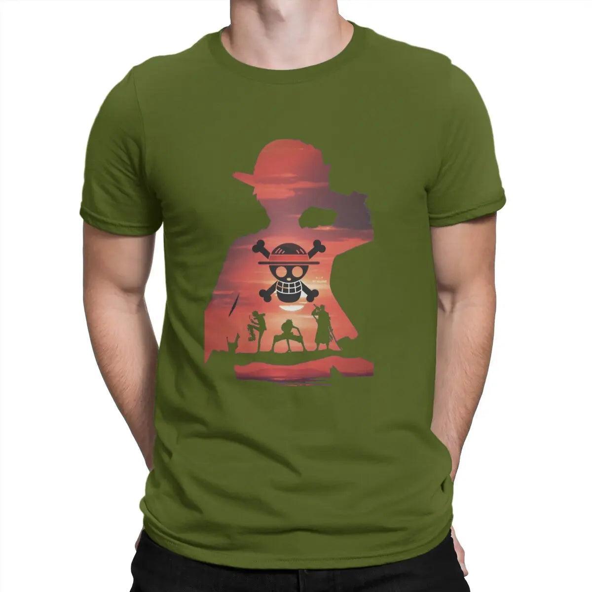 Luffy Multicolor T-Shirt t shirt Anime Street Style Moss Green S