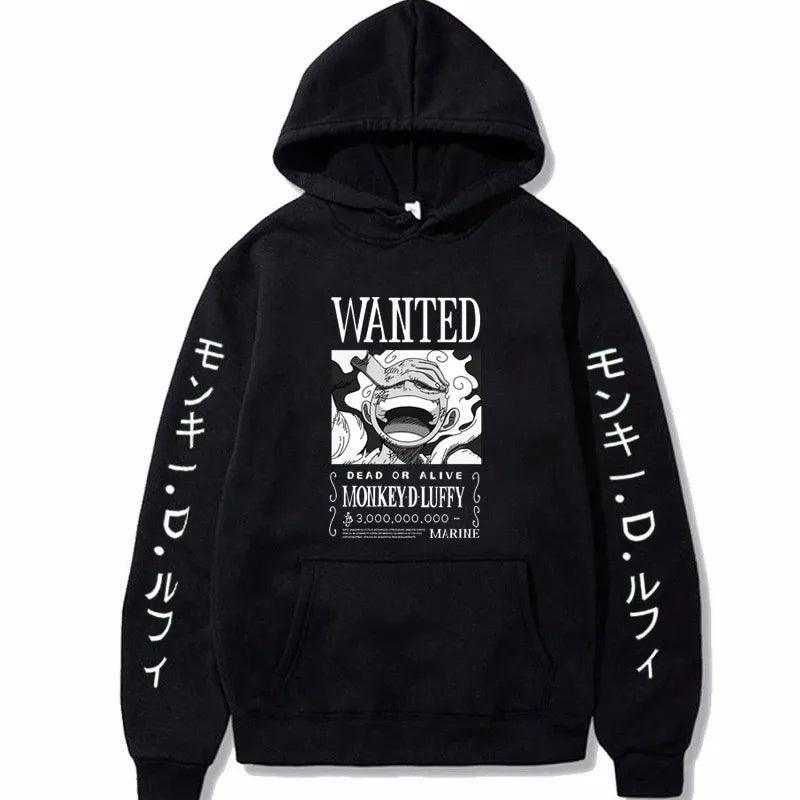 One Piece Luffy Hoodie Hoodie Anime Street Style Black XS