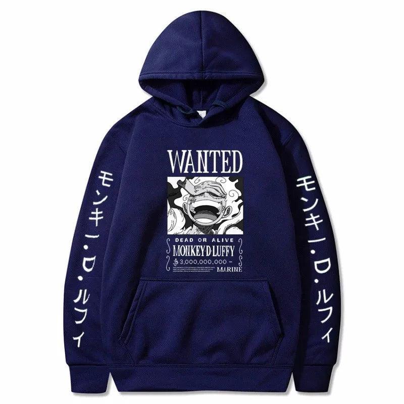 One Piece Luffy Hoodie Hoodie Anime Street Style Navy Blue XS