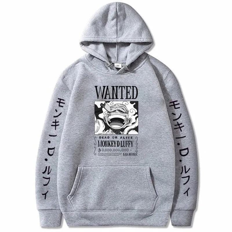 One Piece Luffy Hoodie Hoodie Anime Street Style Grey XS