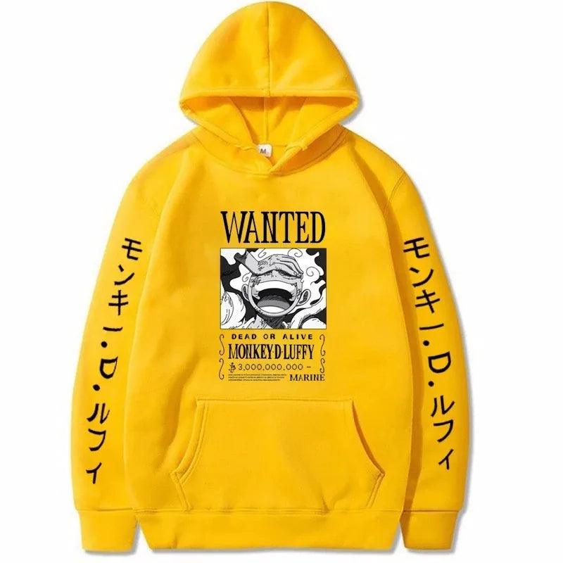 One Piece Luffy Hoodie Hoodie Anime Street Style Yellow XS