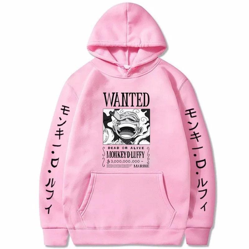 One Piece Luffy Hoodie Hoodie Anime Street Style Pink XS