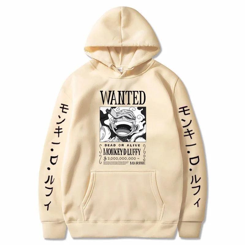 One Piece Luffy Hoodie Hoodie Anime Street Style Beige XS