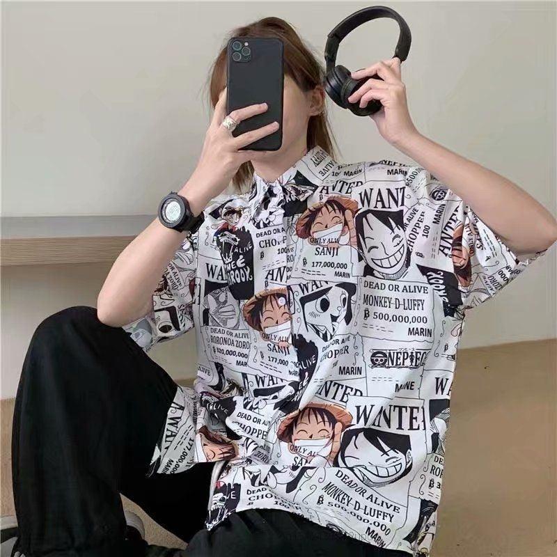 One Piece Manga Luffy Shirt Anime Street Style