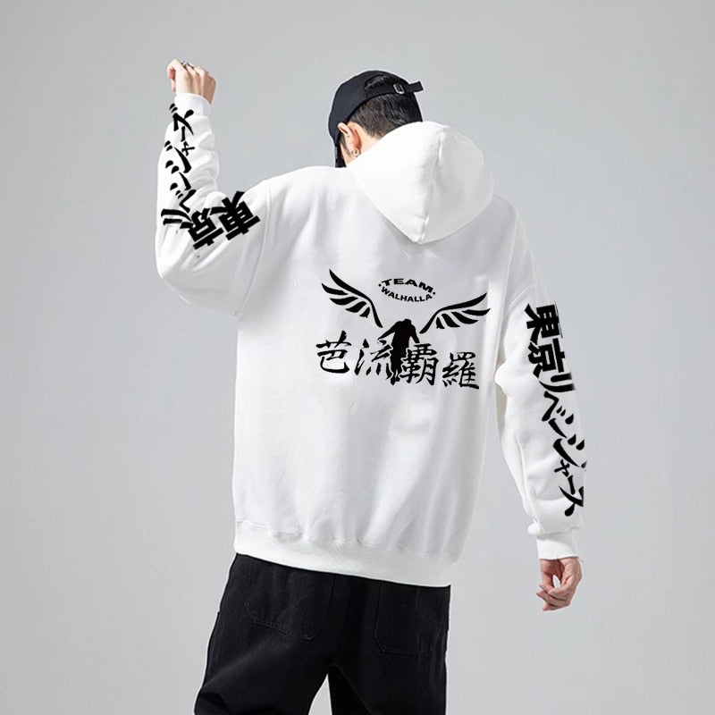 Tokyo Revengers white hoodie walhalla with back view