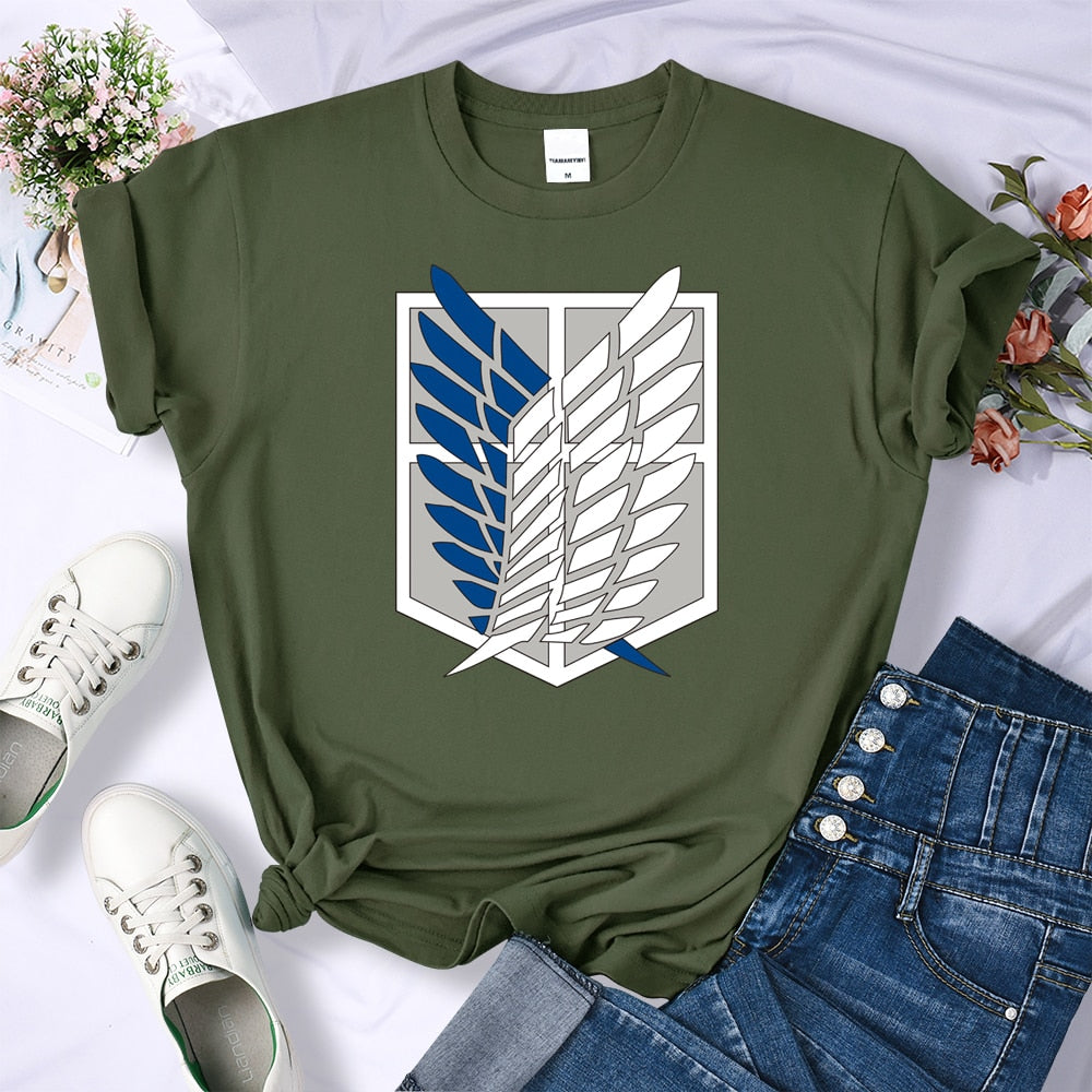 Attack on Titan Women's Wings of Freedom Dark Green Tshirt