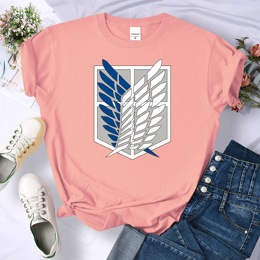 Attack on Titan Women's Wings of Freedom Pink Tshirt