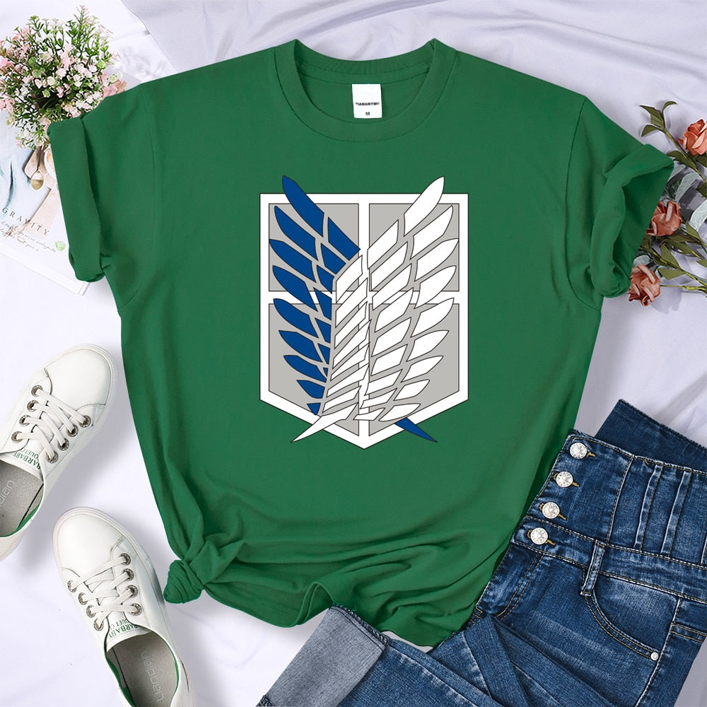 Attack on Titan Women's Wings of Freedom Green Tshirt