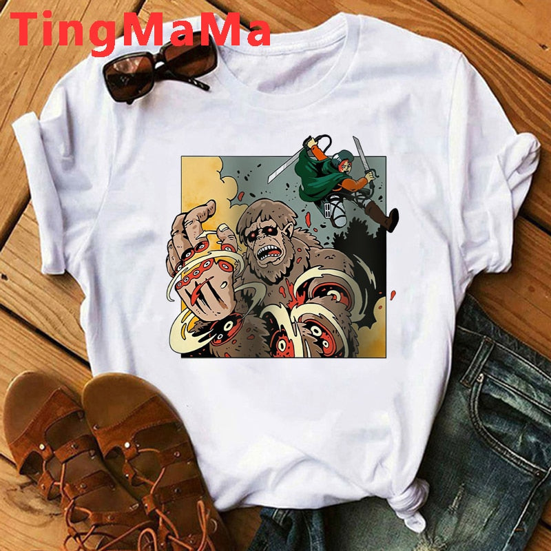 Attack on Titan levi and beast titan White Tshirt