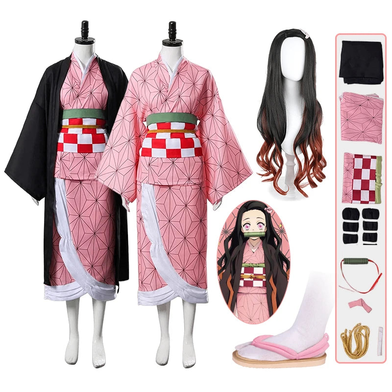 Nezuko Kamado Kids Cosplay Costume – Demon Slayer Kimono Outfit